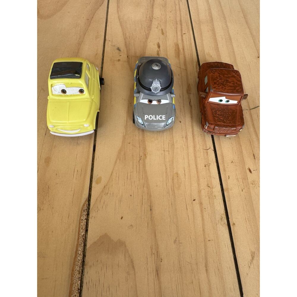Disney Pixar Cars Toy Lot Mater Tow Truck Police Car Yellow Car 3pc Bundle